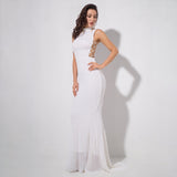 Million Dollar Babe White Sequin Maxi Fishtail Gown Dress - Fashion Genie Boutique