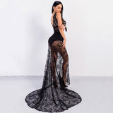 Embrace The Lace Black Plunge Maxi Dress - Fashion Genie Boutique