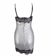 Miss Mayfair Black And Silver Lace Mini Dress - Fashion Genie Boutique