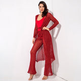 Graceful Ways Red Glitter Knit Cardigan - Fashion Genie Boutique