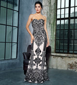 Godiva Black Strapless Sequin Maxi Fishtail Dress - Fashion Genie Boutique