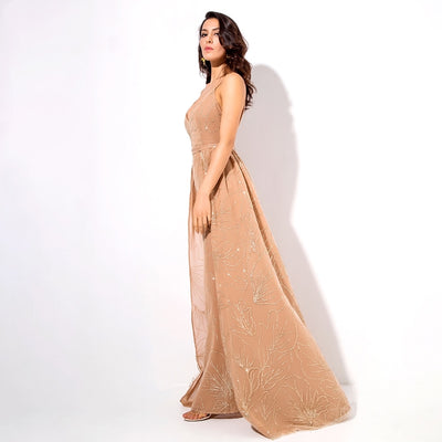 Magic Hour Gold Glitter Detatchable Maxi Gown Dress - Fashion Genie Boutique