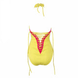 Beach Beliefs Yellow Lace Up Swimsuit - Fashion Genie Boutique