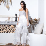 Queen of Sheen White Strapless Fringe Jumpsuit - Fashion Genie Boutique