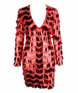 Keep them Keen Red Long Sleeve Sequin Tassel Mini Dress - Fashion Genie Boutique