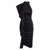 Make Your Move White Frill Bodycon Midi Dress - Fashion Genie Boutique