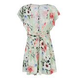 Magical Meadow Green White Floral Print Mini Dress - Fashion Genie Boutique