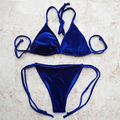 Jocelyn Burgundy Velvet Bikini Swimsuit - Fashion Genie Boutique