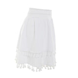 Love In Barcelona Nude Stripe Tassel Mini Skirt - Fashion Genie Boutique