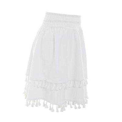 Love In Barcelona Nude Stripe Tassel Mini Skirt - Fashion Genie Boutique