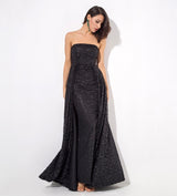 A Star Is Born Black Glitter Strapless Maxi Gown Dress - Fashion Genie Boutique