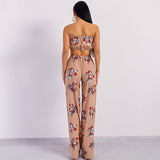 It’s A Match Nude Floral Two Piece Trousers & Crop Top Co-Ord - Fashion Genie Boutique