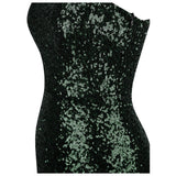 Oh My Posh Green & Gold Sequin Gradient One Shoulder Maxi Gown Dress - Fashion Genie Boutique