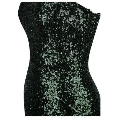 Oh My Posh Green & Gold Sequin Gradient One Shoulder Maxi Gown Dress - Fashion Genie Boutique
