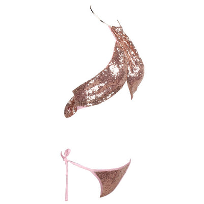 Olivia Rose Gold Sequin Choker Bikini Swimsuit - Fashion Genie Boutique