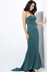 Fell From Heaven Green Glitter Strapless Maxi Dress - Fashion Genie Boutique