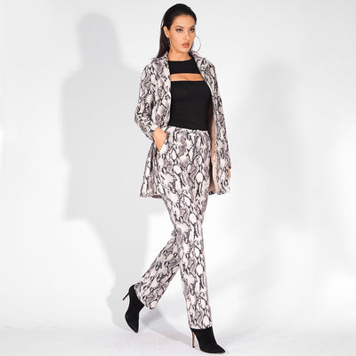 Take It Easy Grey Snake Print Skinny Trousers - Fashion Genie Boutique