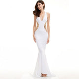 Brooklyn White Cut Out Fishtail Maxi Dress - Fashion Genie Boutique