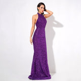 Prosecco Please Purple Glitter Embellished  Maxi Dress - Fashion Genie Boutique