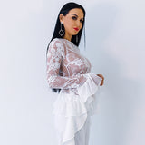 Whispering Winds White Mesh Ruffle Top - Fashion Genie Boutique