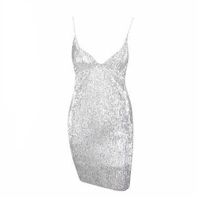 En Vogue Silver Sequin Mini Dress - Fashion Genie Boutique
