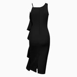 Avery Black Ruffle Midi Dress - Fashion Genie Boutique