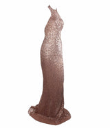 Spotlight Statement Champagne Sequin Fishtail Maxi Dress - Fashion Genie Boutique
