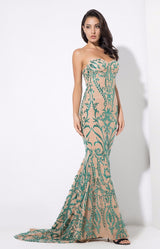 Saints & Sinners Green Glitter Strapless Maxi Dress - Fashion Genie Boutique
