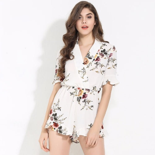 Koko White Floral Playsuit - Fashion Genie Boutique
