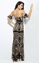 Senorita Black & Gold Glitter Embellished Bardot Maxi - Fashion Genie Boutique