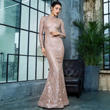 Moroccan Mama Gold Long Sleeve Glitter Fishtail Maxi Dress - Fashion Genie Boutique