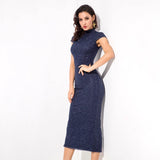 Don't Blame Me Navy Glitter Embellished Midi Dress - Fashion Genie Boutique