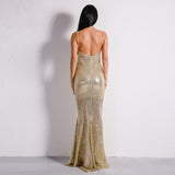 Prima Donna Gold Sequin Fishtail Maxi Dress - Fashion Genie Boutique
