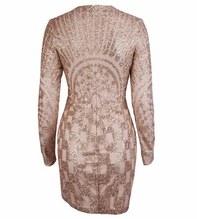 Harlie Black & Nude Glitter Long Sleeve Mini Dress - Fashion Genie Boutique