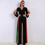 Tsanna Black Stripe Split Jumpsuit - Fashion Genie Boutique