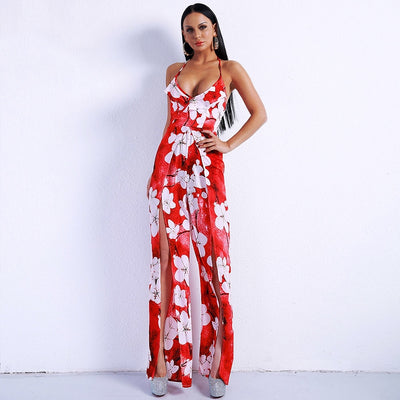 Fashion Crowd Red Multi Floral Jumpsuit - Fashion Genie Boutique