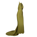 Pop Star Olive Pleated Maxi Fishtail Gown Dress - Fashion Genie Boutique