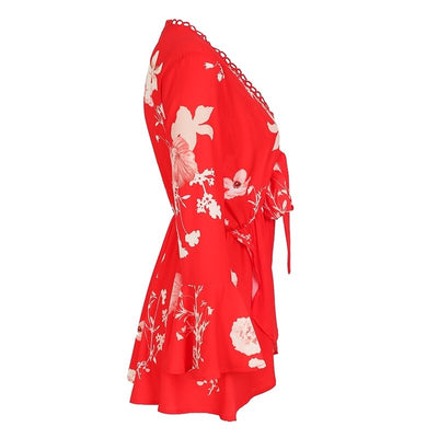 Prairie Daydream Charcoal Floral Print Playsuit - Fashion Genie Boutique