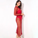 Ready To Glow Red Glitter Knit Kaftan Dress - Fashion Genie Boutique