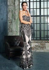 Godiva Black Strapless Sequin Maxi Fishtail Dress - Fashion Genie Boutique
