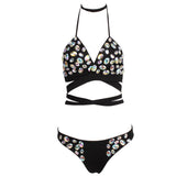 Gracie Black Crystal Embellished Bikini - Fashion Genie Boutique
