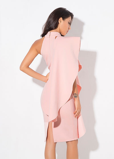 Make Your Move Pink Frill Bodycon Midi Dress - Fashion Genie Boutique
