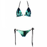 Shoreline Itinerary Green Sequin Bikini Swimsuit - Fashion Genie Boutique
