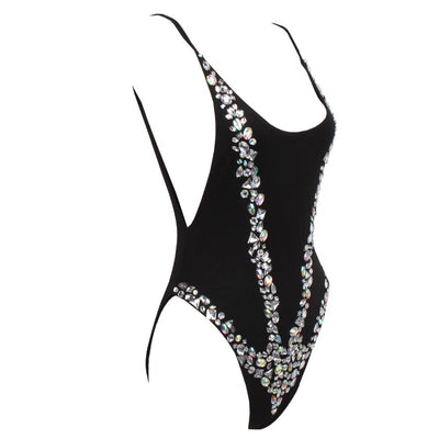Jasmine Black Crystal Embellshed Swimsuit - Fashion Genie Boutique