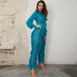 Layered in Lace Blue Lace Ruffle Jumpsuit - Fashion Genie Boutique