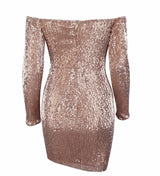 Champagne Sparkles Black Sequin Bardot Mini Dress - Fashion Genie Boutique