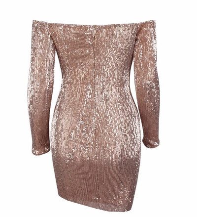 Champagne Sparkles Black Sequin Bardot Mini Dress - Fashion Genie Boutique