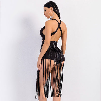 Creative Approach Black Mesh Tassel Bodysuit - Fashion Genie Boutique