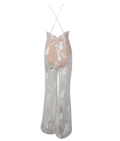 Bad Gal White Sequin Split Leg Jumpsuit - Fashion Genie Boutique