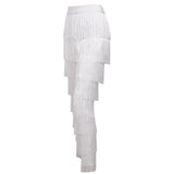 Ava White Fringe High Waisted Trousers - Fashion Genie Boutique